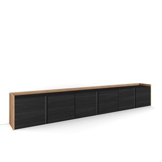 Skraut Home Mueble tv efecto madera negro y roble 309x35x50cm