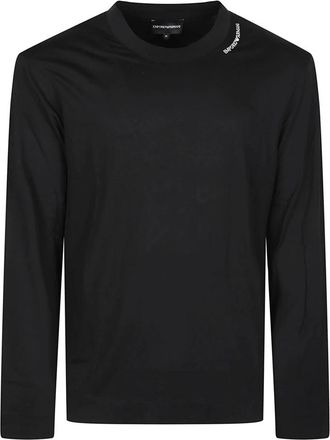 Emporio Armani Embroidered Logo Long Sleeve T-Shirt - Heren - Longsleeves - Zwart - XL - Tops