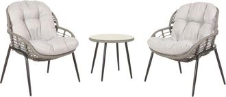 Hhg Hhg - Nunca Usado] Set De Polirrat&aacute;n 952, Set De Balc&oacute;n Set De Jard&iacute;n Grupo De Asientos Silla Mesa Auxiliar, Gris, Tapicer&iacute;a Gris Claro