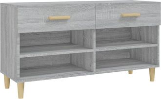 vidaXL Vidaxl - Mueble Zapatero Madera Contrachapada Gris Sonoma 102x35x55 Cm