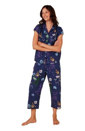 The Cats Pajamas Luxe Pima Capri Novelty Set in Deerly at Nordstrom, Size X-Small