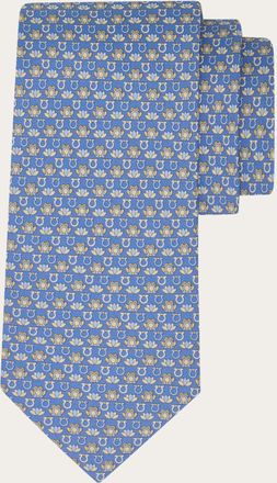 Ferragamo Men Frog print silk tie Blue