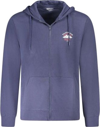 Wrangler Blauwe Grafische Zip Hoodie Sweater - Heren - Vesten met rits - Blauw - S - Katoen - Hoodies & sweatvesten