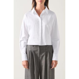 L.k. Bennett Liz Cotton Crop Button-Up Shirt in White at Nordstrom, Size 10 Us