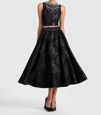 Alice & Olivia Nilda Midi Skirt In Black