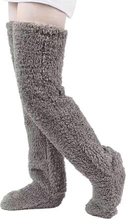 Generic Goose Down Knee Socks for Christmas, Fuzzy Leg Warmers, Soft comfort Long Fuzzy Thigh High Socks Cold Weather
