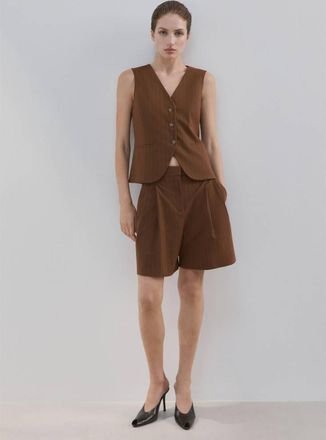 Mango Gilet da completo gessato caramello - Donna - XXS - MANGO