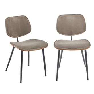 Signature Lote de 2 sillas de terciopelo rosa con base de metal negro - P45 cm