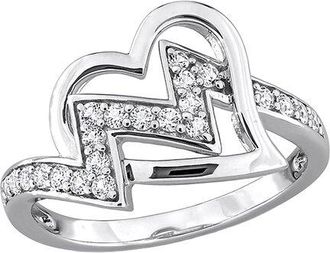 Rina Limor Silver 0.42 Ct. Tw. Created White Sapphire Heart Zigzag Ring