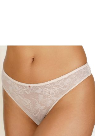 Lascana String LASCANA, Damen, Gr. 32/34, beige (puder), Spitze, Obermaterial: 85% Polyamid, 15% Elasthan, Unterhosen String, aus feiner, flacher Spitze