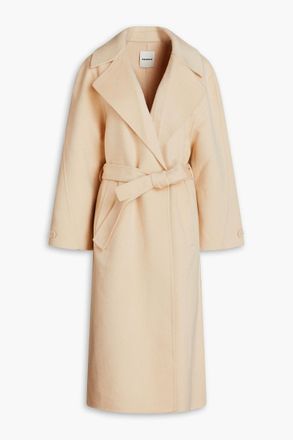 【海外限定】Sandroコート☆Vino belted satin-crepe coat Sandro Beige Vino Belted Satin-Crepe Coat In One-Color