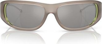 Diesel 61mm Oval Sunglasses in Shiny Opal Grey/Mirror Grey at Nordstrom