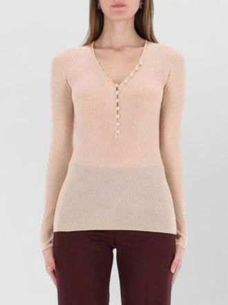 Chlo&eacute; wool ribbed long-sleeve sweatshirt