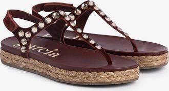 Pedro Garcia Burgundy crystal studded thong sandal | Judith| Spring Summer 26 | PEDRO GARCIA