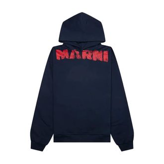 Marni Hoodies & sweatvesten, Heren, Blauw, XL, Katoen, Spray Paint Logo Hoodie