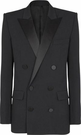 Balmain Grain de poudre blazer met satijnen revers - Heren - Business blazers - Zwart - S - Satijn - Kostuums
