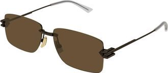 Bottega Veneta Bv 1126S Rechthoekige Zonnebril - unisex - Zonnebrillen - Bruin - 58 MM - Accessoires