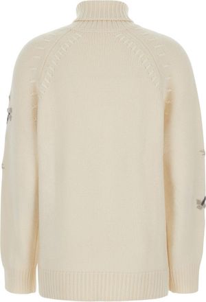 P.A.R.O.S.H. Womens High-Neck Cashmere Sweater White Tops Top