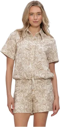 Nukus Nukus, Overhemden, Dames, Beige, M, Linnen, Leonora Blouse Paillet