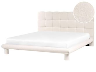 Beliani Cama matrimonial de tejido blanco 180x200