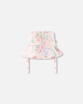 Deux par Deux Cotton Muslin Printed Berries Hat in Pink Printed Berries at Nordstrom, Size 18-24 M