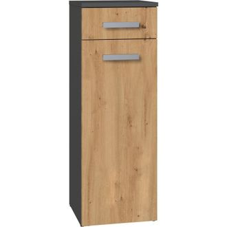Hucoco Hucoco - Jokke - Mueble De Cuarto De Ba&ntilde;o 1 Puerta + 1 Caj&oacute;n - 30x30x85cm - Columna Baja De Almacenaje Para Cuarto De Ba&ntilde;o