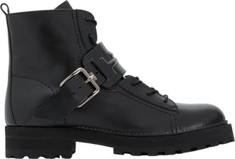 Tod's Zwarte Leren Enkellaarzen met Gespsluiting - Dames - Enkellaarsjes - Zwart - 35 EU - Schoenen