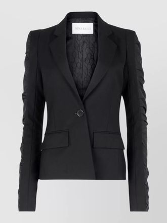 Nina Ricci blazer jacket front pockets ruched sleeves