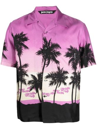 Palm Angels Camicia con stampa Palm Tree - Viola