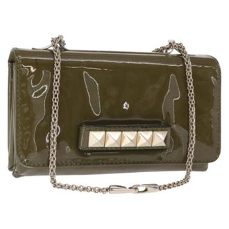 Valentino Pre-owned Coated Canvas Schoudertas - Dames - Pre-owned - Groen - Maat: ONE Size