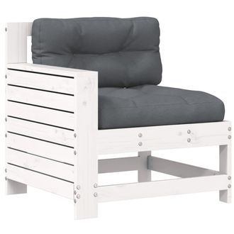 vidaXL Sof&aacute; Jard&iacute;n Con Reposabrazos Y Coj&iacute;n Madera Maciza Pino Blanco Vidaxl