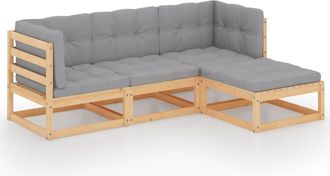 vidaXL 4 Pcs Garden Lounge Set Con Cojines De Pino Masivos