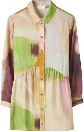 Celtic & Co. Linen Gathered Waist Tunic in Colour In Sky at Nordstrom, Size 10