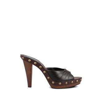 Saint Laurent Babylone Clogs - female - Saint Laurent - Heeled Mules - Brown - 3 UK - Shoes