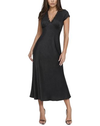 Bebe Crushed Satin Short Sleeve Maxi Dress