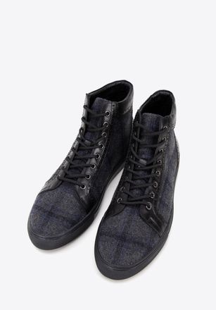Wittchen Heren Leren High Top Sneakers Zwart Natuurlijk Leer
