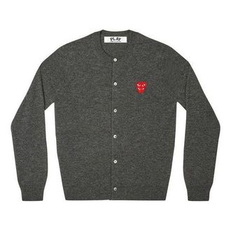Comme Des Garçons (WMNS) COMME des GARCONS PLAY Cardigan Red Emblem Grey AZ-N075-051-2