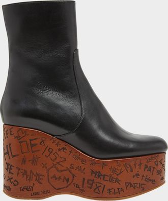 Chloé Maxime Leather Platform Ankle Boots