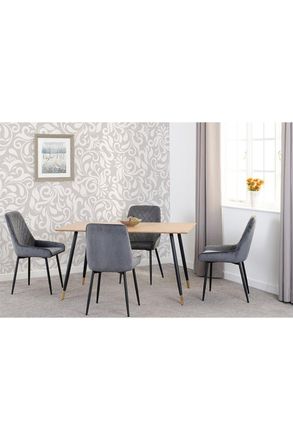 Seconique Hamilton Medium Dining Set with Avery Chairs in Grey