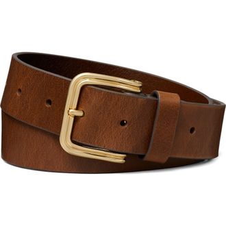 Tory Burch Double Wire Buckle Leather Belt in Brown /Gold at Nordstrom, Size Xx-Small