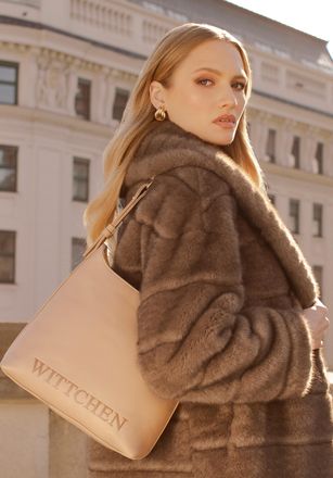 Wittchen Dames handtas met reli&euml;flogo, beige, eco-leer