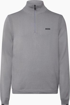 HUGO BOSS Mens K Ever-X Zip Neck Cotton Sweater - Grey - Size: 40