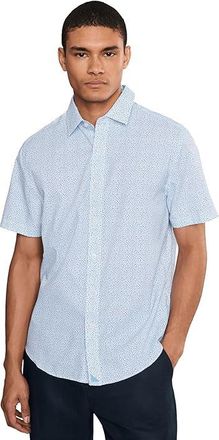 UNTUCKit Short Sleeve Brookstone Performance Printed Shirt Mens Clothing Blue : 2XL Regular Fit, Elastane/Nylon