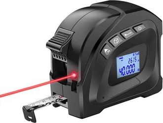 OEM Cinta M&eacute;trica L&aacute;ser 3 En 1, Tel&eacute;metro L&aacute;ser Digital Con Pantalla Lcd, Medici&oacute;n L&aacute;ser De 40 M/131 Pies, Cinta M&eacute;trica De 5 M/16 Pies, Distancia/&aacute;rea/vo