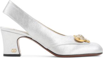 Valentino Garavani Silver Leather Adamantine T.60 Slingback-Donna