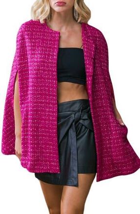 Flying Tomato Tweed Cape in Fuchsia at Nordstrom Rack, Size Small