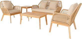 Concept Usine Conjunto de muebles de jardin de madera para 4 plazas con 2 mesas beig
