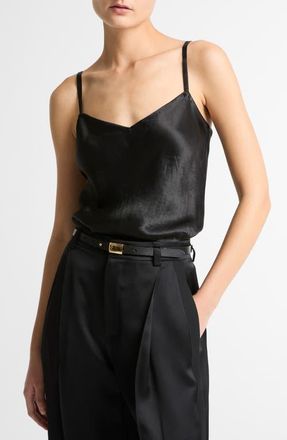 Vince Crinkle Satin Camisole in Black at Nordstrom, Size Xx-Small