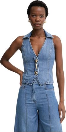 Simona Corsellini Gilet in denim - - Jackets - Donna - Blu - M