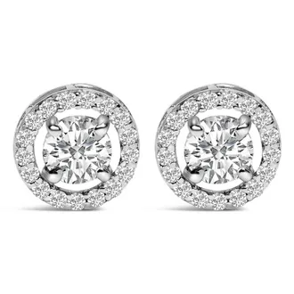 House of Brilliance Mens 14K White Gold 1 3/4 Cttw Lab Grown Diamond Halo Cufflink